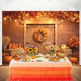 10x8FT Autumn Harvest Barn Door Backdrop, Rustic Farmhouse Pumpkin Background (10x8FT)