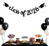 2026 Graduation Banner, Black Glitter Garland, Class of 2026 Party Decor (9.84ft Ribbon)