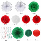 Mexican Independence Day Paper Decorations, Red Green White Party Kit (33 Pieces)