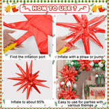 16PCS Mexican Independence Day Star Balloons, Red Green Gold Foil Party Decorations