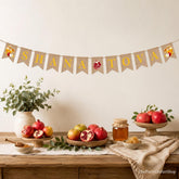 Shana Tova Banner, Rosh Hashanah Linen Decor, Jewish New Year Hanging Sign (5x7 Inch)