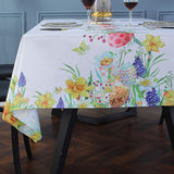 Easter Floral Tablecloth, 60x102 Inch, Wrinkle-Free Polyester Party Decor