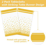 White Gold Polka Dot Tablecloth Set, Disposable Plastic Party Decor (2 Pack)