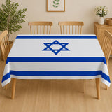 Israel Flag Tablecloth, 60x80 Inch Polyester Runner, Jewish Celebration Decor