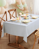 White Rectangle Tablecloth, 52x70 Inch, Wrinkle-Free Polyester Cover (Wedding, Party)