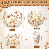 Fall Floral Tableware Set, Wildflower Paper Plates, Cups, Napkins (50 Guests)