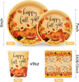 100pc Fall Tableware Set, Pumpkin Leaf Plates, Cups, Napkins (Serves 25)