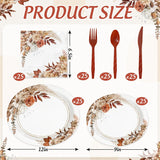 Boho Floral Fall Tableware Set, Rustic Paper Plates, Napkins, Cutlery (Serves 25)