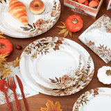 Boho Floral Fall Tableware Set, Rustic Paper Plates, Napkins, Cutlery (Serves 25)