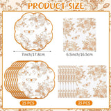 50pc Burnt Orange Floral Paper Plates & Napkins, Fall Wedding Baby Shower Decor