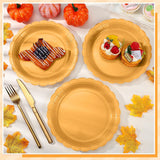 30pc Orange Scalloped Paper Plates, 9 Inch Fall Harvest Tableware (Disposable)