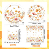Boho Floral Butterfly Paper Plates & Napkins, Autumn Baby Shower Tableware Set (10)