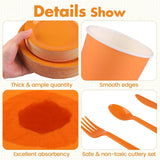 350pc Orange Disposable Tableware Set, Party Supplies for 50 Guests