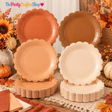 40pc Terracotta Scalloped Paper Plates, 7 Inch Fall Harvest Tableware