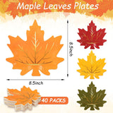 40pc Fall Maple Leaf Paper Plates, Gold Foil Autumn Tableware (8.5 Inch)