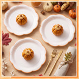 30pc Orange Trim Scalloped Paper Plates, 7 Inch Disposable Tableware (Set)
