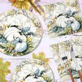 Blue Pumpkin Watercolor Paper Plates & Napkins, 72pc Fall Tableware Set (Serves 24)