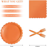 105pc Orange Scalloped Paper Plates, Napkins, Forks Set (Serves 35)