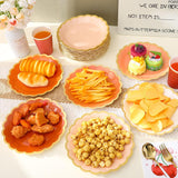96pc Gradient Scalloped Paper Plates, Autumn Wedding Tableware (9 Inch)