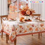 Autumn Floral Tablecloth, 60x120 Inch, Harvest Party Decor (100% Polyester)
