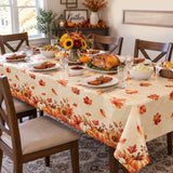 3pc Thanksgiving Tablecloth Set, 54x108 Inch Maple Leaf Pumpkin Covers (Disposable)