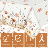 3pc Fall Floral Plastic Tablecloth Set, 54x108 Inch Wildflower Covers (Disposable)