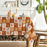 Autumn Patchwork Tablecloth, Maple Leaf Pumpkin Design, Washable Polyester (52x70 Inch)