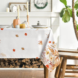 Watercolor Autumn Tablecloth, Floral Pumpkin Maple Leaf Design (60x84 Inch)