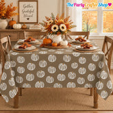 Pumpkin Print Tablecloth, Brown White Autumn Harvest Decor (60x84 Inch)
