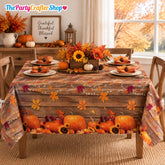 3pc Fall Tablecloth Set, Pumpkin Maple Leaf Covers (54x108 Inch)