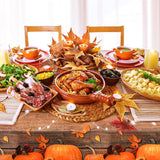 3pc Fall Tablecloth Set, Pumpkin Maple Leaf Covers (54x108 Inch)