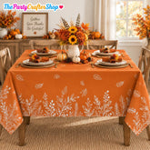 Orange Wildflower Tablecloth, 60x84 Inch, Autumn Harvest Decor