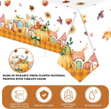 3pc Watercolor Fall Tablecloth Set, Pumpkin Sunflower Mushroom Gingham Border (54x108 Inch)