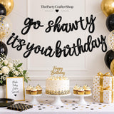 Black Glitter Birthday Banner, Pre-Strung Hip Hop Party Decor