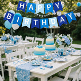 Navy Blue Happy Birthday Banner, Pre-Strung Party Garland, Cardstock Decorations