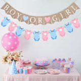 Burlap Baby Shower Banner Set, Pink Blue Bodysuit Garland, Gender Reveal Decor