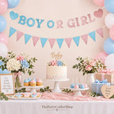 Glitter Boy or Girl Gender Reveal Banner, Pre-Strung Baby Shower Decor
