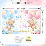 Teddy Bear Gender Reveal Banner, Pink Blue Baby Shower Backdrop (6x3.6FT)