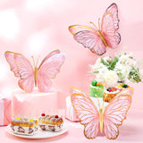 10pcs Pink Glitter Butterfly Centerpieces, 3D Table Decorations (10x7 inches)