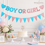 Glitter Pink Blue Boy or Girl Banner, Sparkle Baby Shower Backdrop (Cardboard)