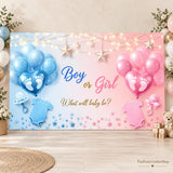 Boy or Girl Gender Reveal Backdrop, Blue Pink Baby Banner (70.8x43.3 Inch)