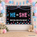 Gender Reveal Backdrop, Blue Pink Watercolor Balloons, Baby Shower Banner (70.8x43.3 Inch)