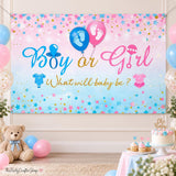 Boy or Girl Gender Reveal Banner, Blue Pink Baby Shower Backdrop (70.8x43.3 Inch)