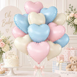 12pc Heart Foil Balloons, Pink Blue White, Gender Reveal Party Decor
