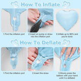 12pc Heart Foil Balloons, Pink Blue White, Gender Reveal Party Decor