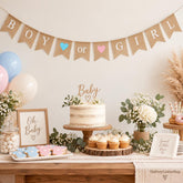 Rustic Burlap Boy or Girl Banner, Gender Reveal Party Backdrop (Reusable)
