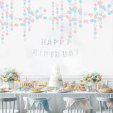 Pink Blue White Paper Garland, 4-Pack 52FT Gender Reveal Decorations