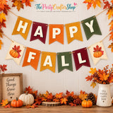 Happy Fall Pumpkin Garland, Autumn Leaves Banner, Thanksgiving Party Decor
