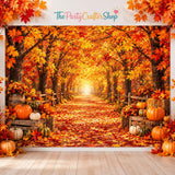 Golden Maple Pumpkin Fall Banner, Autumn Party Backdrop (71x43 Inch)