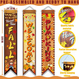 Happy Fall Porch Banner Set, Autumn Harvest Decor, Thanksgiving Photo Props (3 Piece)